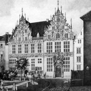 Lithografie des Wandschneiderhauses von 1845