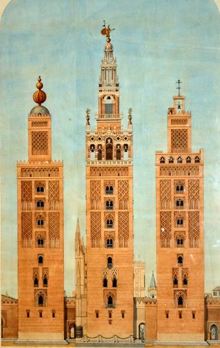 Drei Bauphasen der Giralda von Sevilla